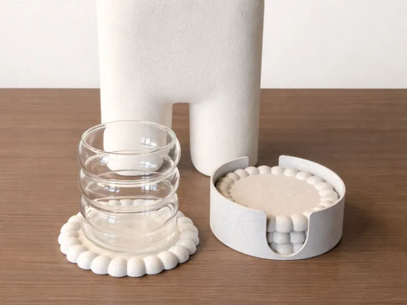 Japandi Bubble Coaster with Holder