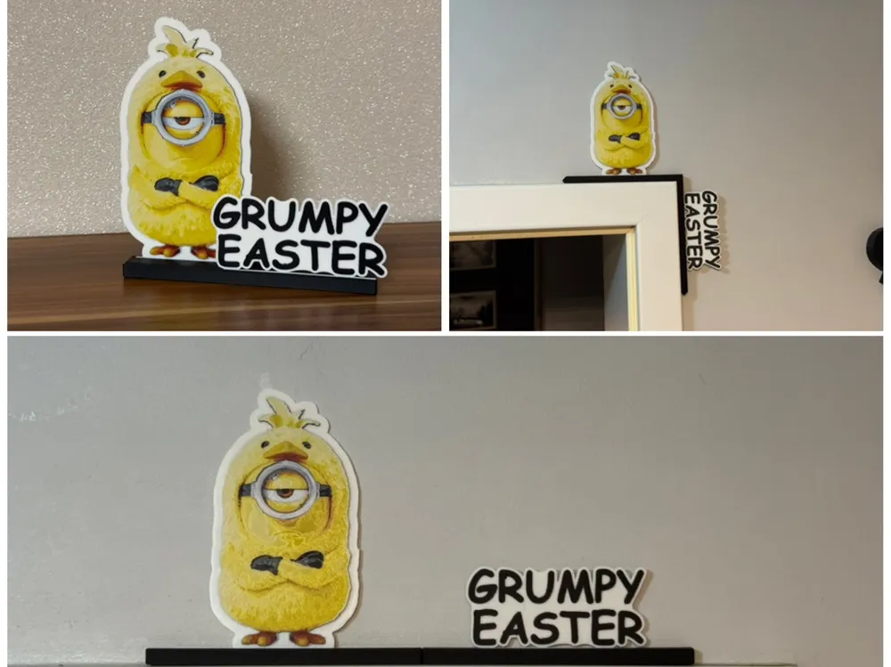 Door topper corner decor Minion Grumpy Easter - Free 3D Print Model ...