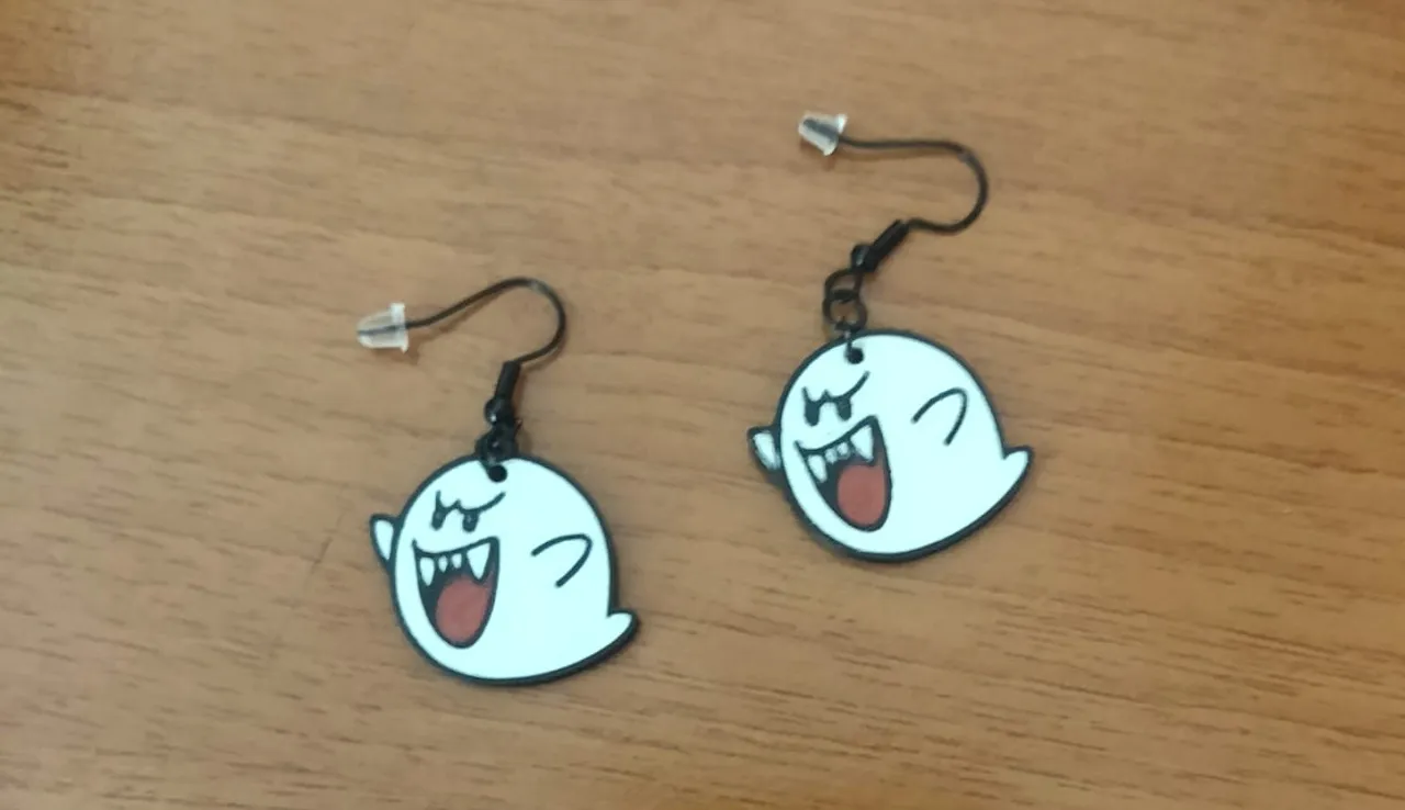 Super Mario Boo and Power Star Earrings view 2