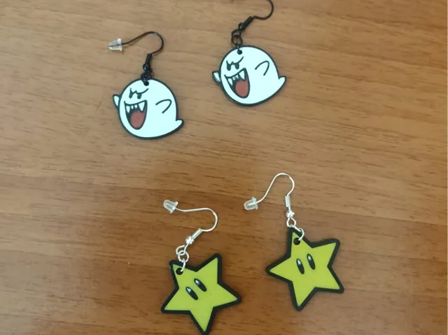 Super Mario Boo and Power Star Earrings
