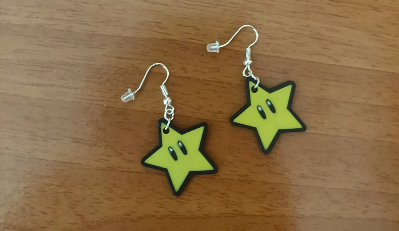Super Mario Boo and Power Star Earrings view 3