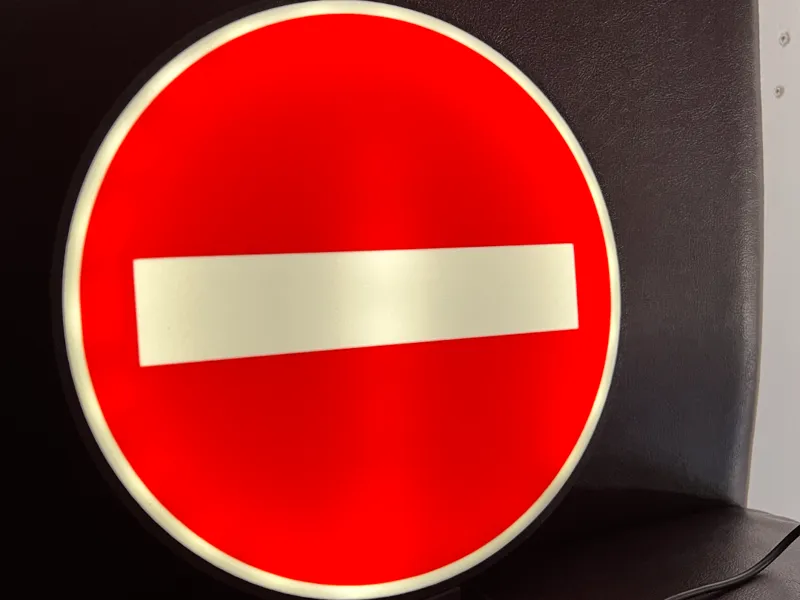 No Entry Road Sign Lightbox