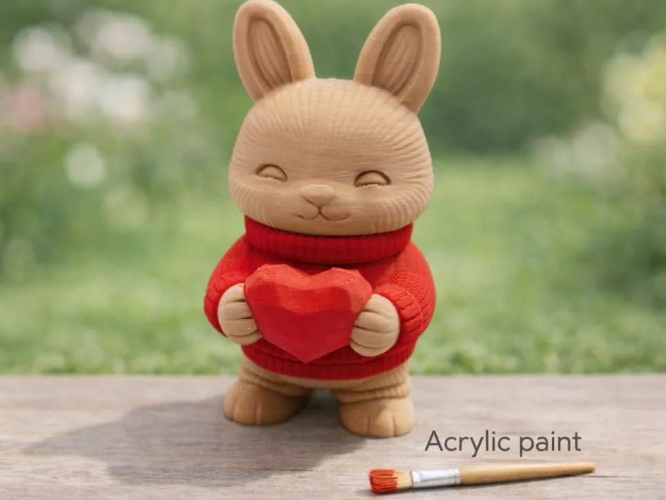 Heart Bunny from the Cuddle Knit World - Free 3D Print Model - MakerWorld