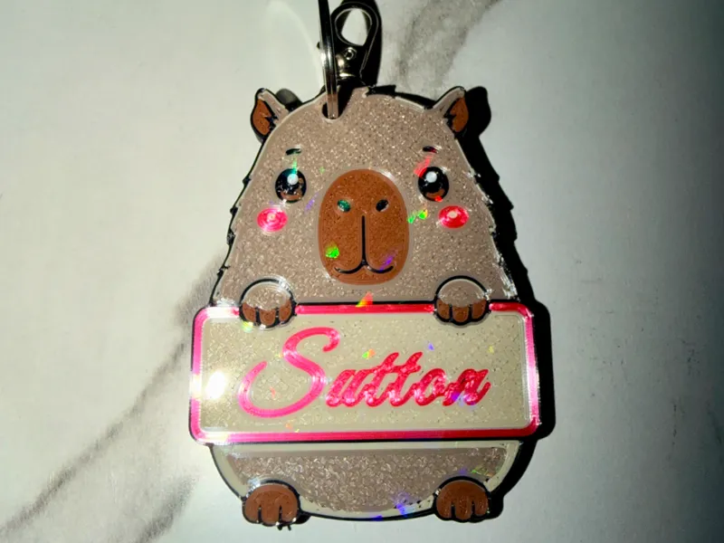 Capybara Keychain customizable Name Plate