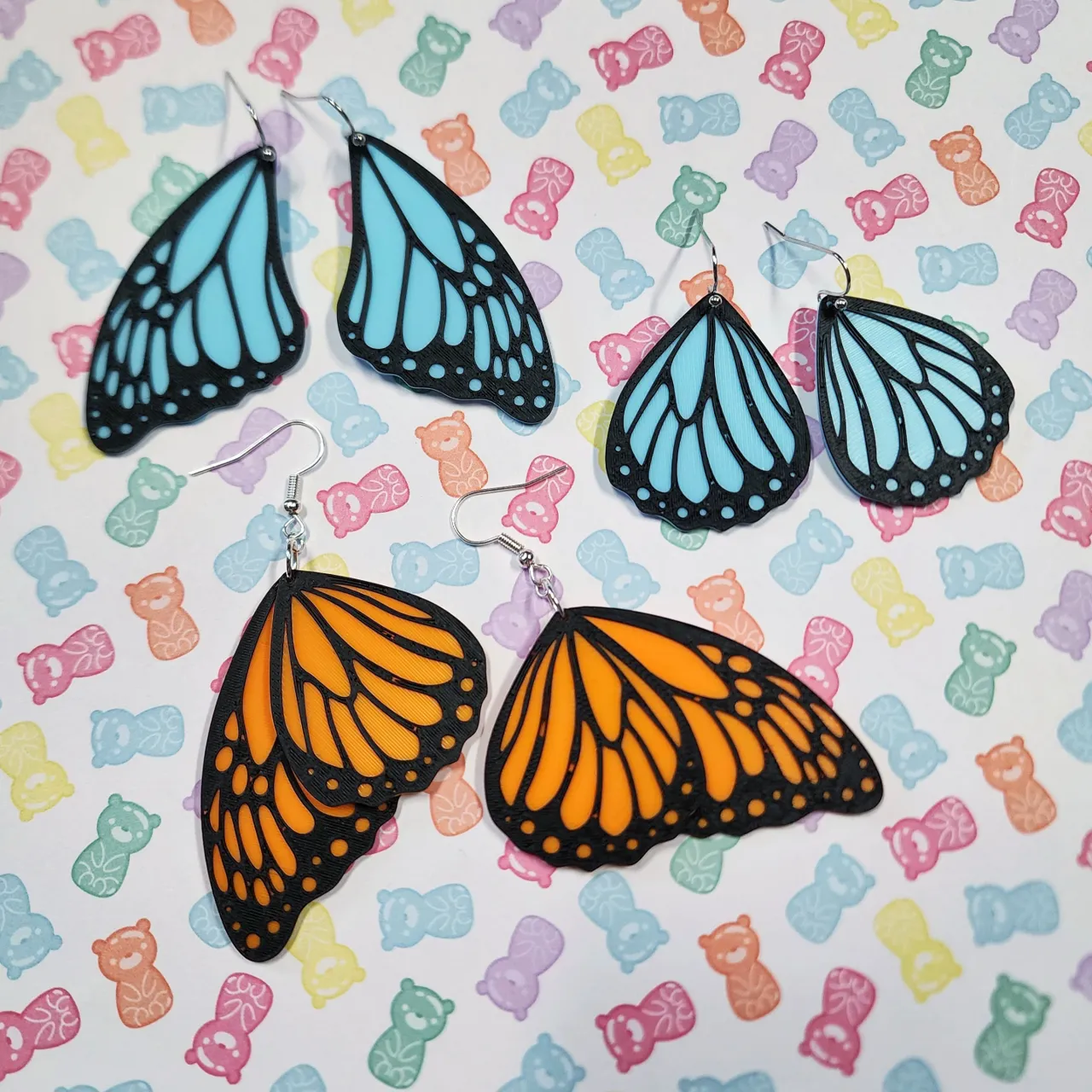 Monarch Butterfly Wing Earrings, Quick Printing view 3