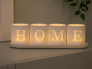 LED-Teelichtbecher auf Tablett "Home"