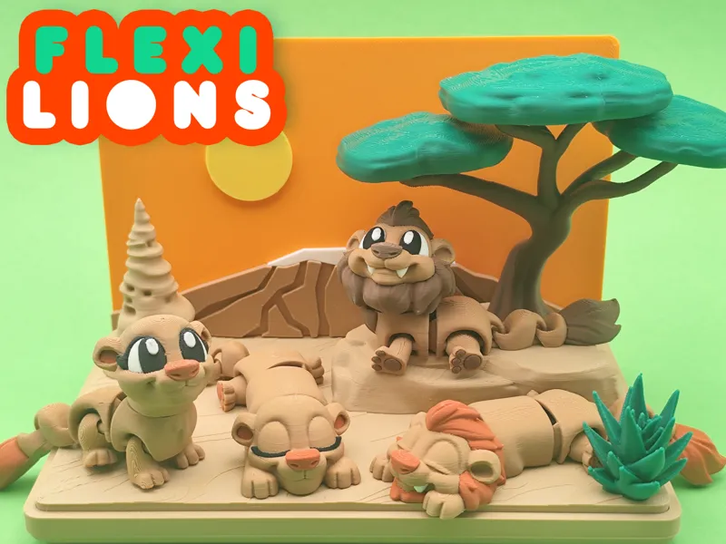 Flexi Figures - Lion Playset - Articulated