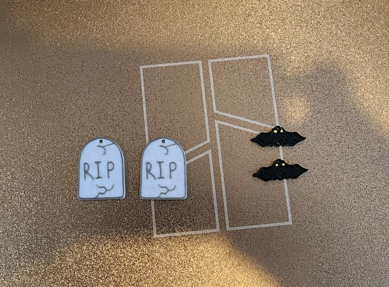 Bat and Tombstone Earrings view 3