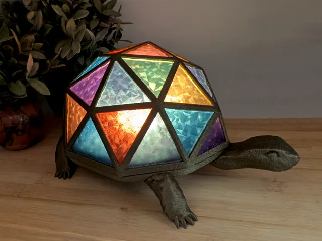 Mosaic 'Stained Glass' Turtle Lamp