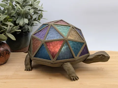Mosaic 'Stained Glass' Turtle Lamp view 2