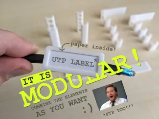 Modular UTP ethernet RJ45 cable label / tag clip