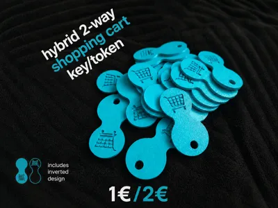 1€/2€ hybrid 2-way shopping cart key/token