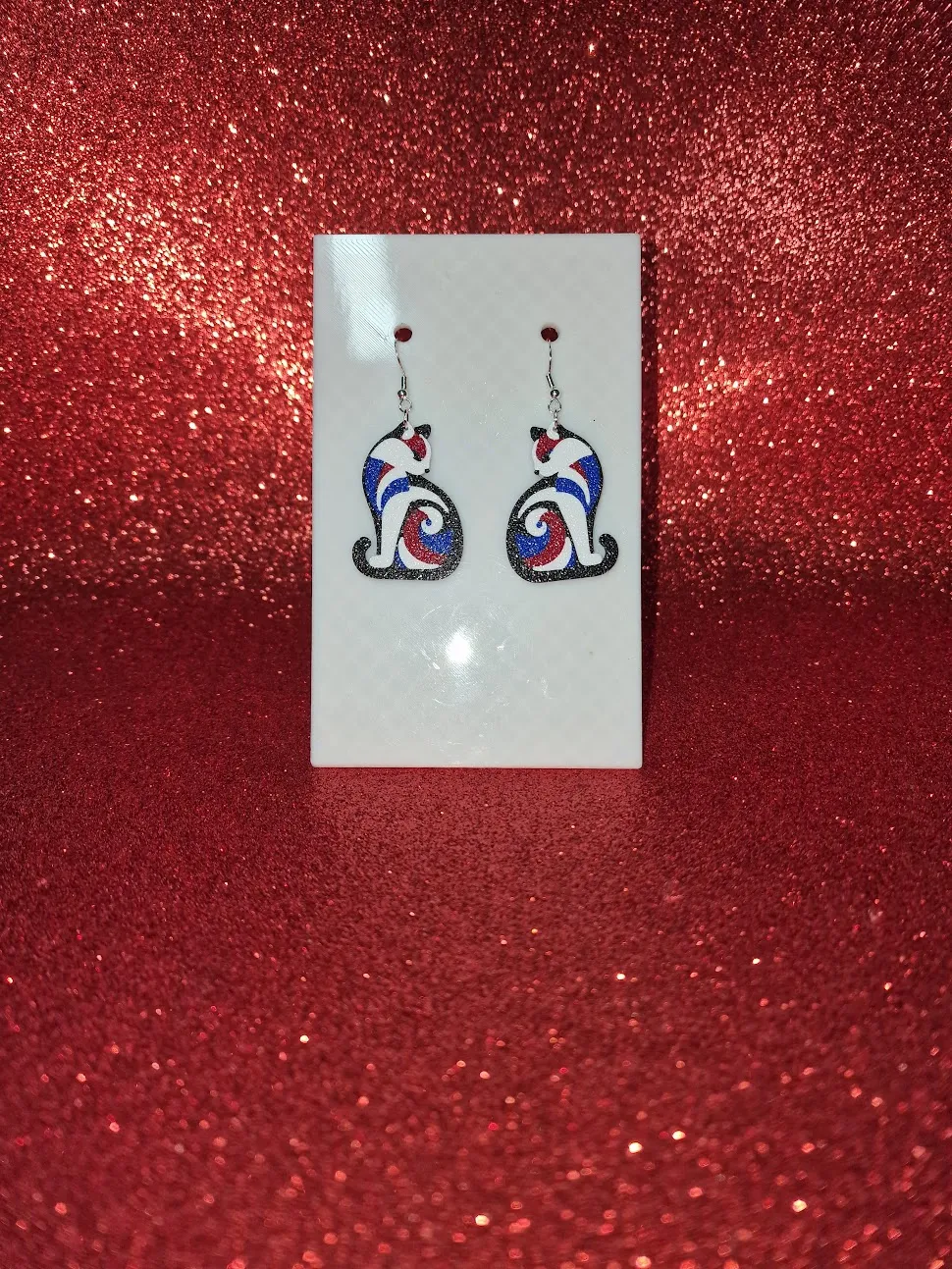 Independence day cat earrings view 2