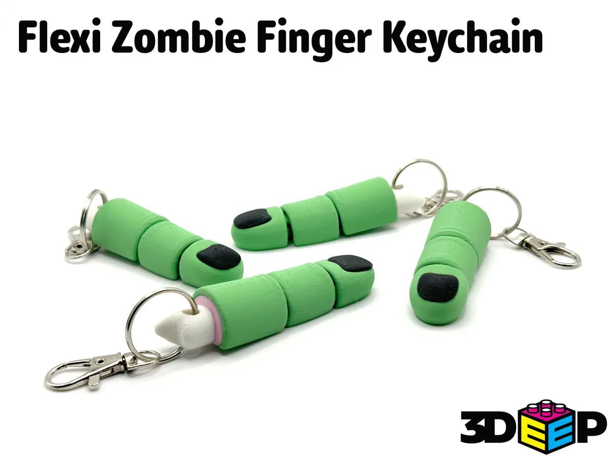 Flexi Zombie Finger & Keychain - No supports by 3DeepDesigns MakerWorld: Download Free 3D Models - 3D model önizlemesi
