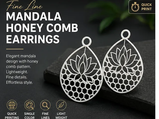Fine Line Mandala Honeycomb Earrings