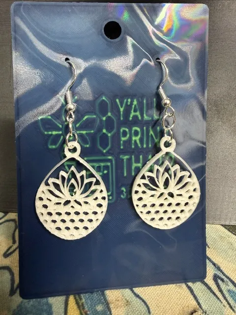 Fine Line Mandala Honeycomb Earrings view 3