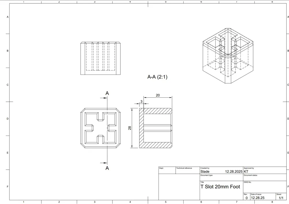 20mm T Slot Foot (2020) - Free 3D Print Model - MakerWorld