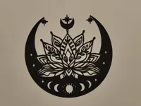 Fleur de lotus et lune — décoration murale — photo 2