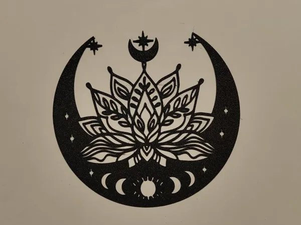 Fleur de lotus et lune — décoration murale