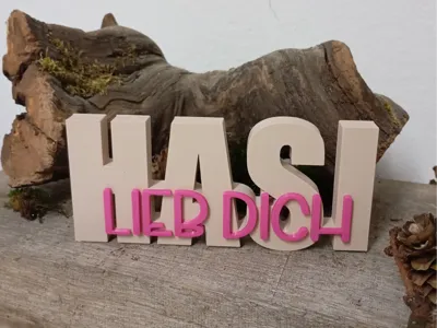 Hasi Love You - Decorative Sign / Valentine's Day Gift