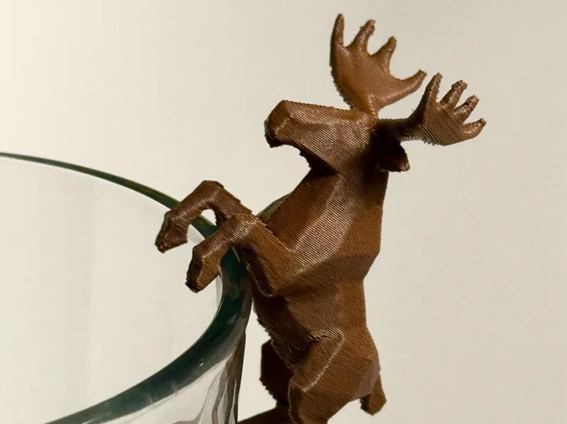 Low Poly Hanging Moose for Drinking Glass/Monitor