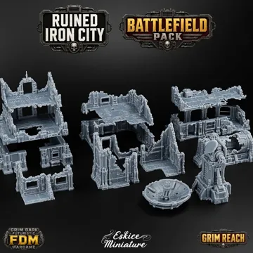 Escenografía en miniatura: Ruined Iron City – Battlefield Pack, 32mmGrimDark — vista de referencia 4