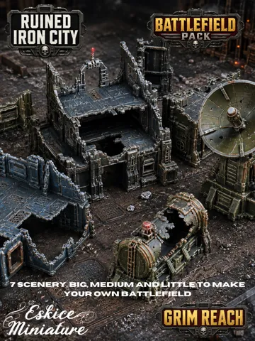 Escenografía en miniatura: Ruined Iron City – Battlefield Pack, 32mmGrimDark — vista de referencia 2