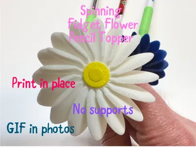 Spinning Fidget Flower Pencil/Pen Topper