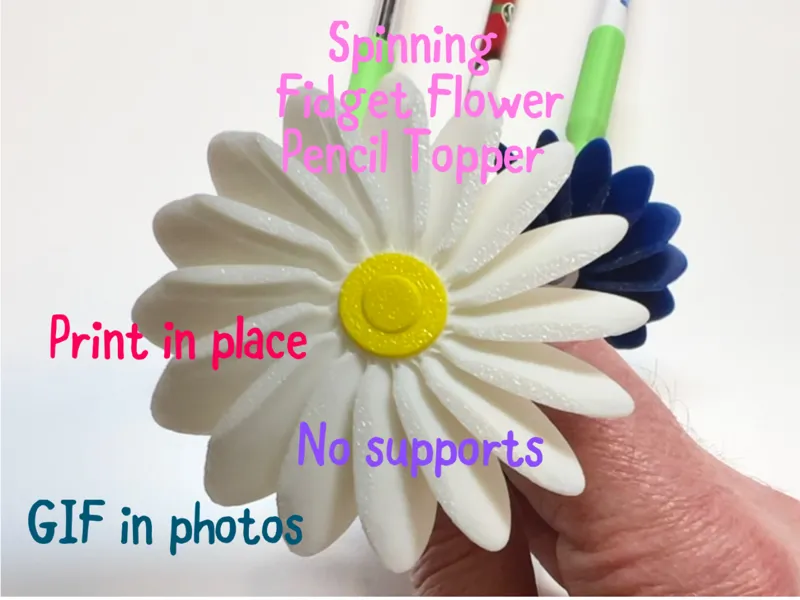 Spinning Fidget Flower Pencil/Pen Topper