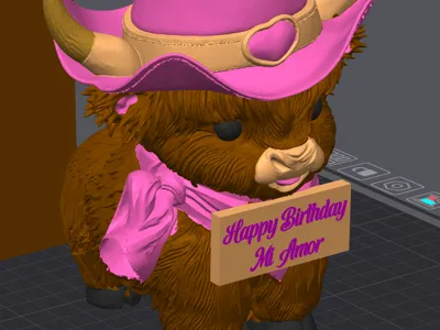 Highland cow Celebration message