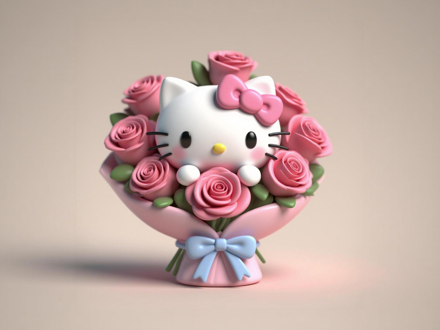 hellokitty花束-手持鲜花系列-可爱三丽鸥周边摆件公仔-儿童女孩涂色玩具