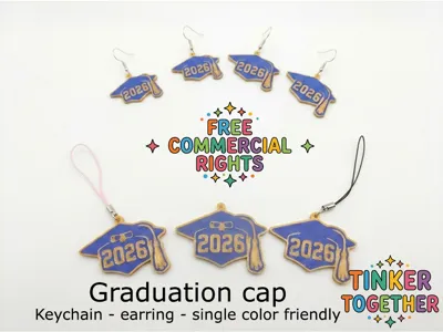 Graduation cap 2026 - keychain and earring