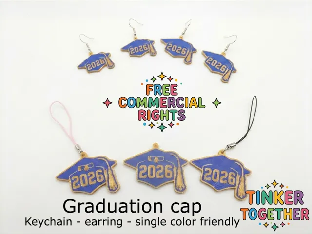 Graduation cap 2026 - keychain and earring
