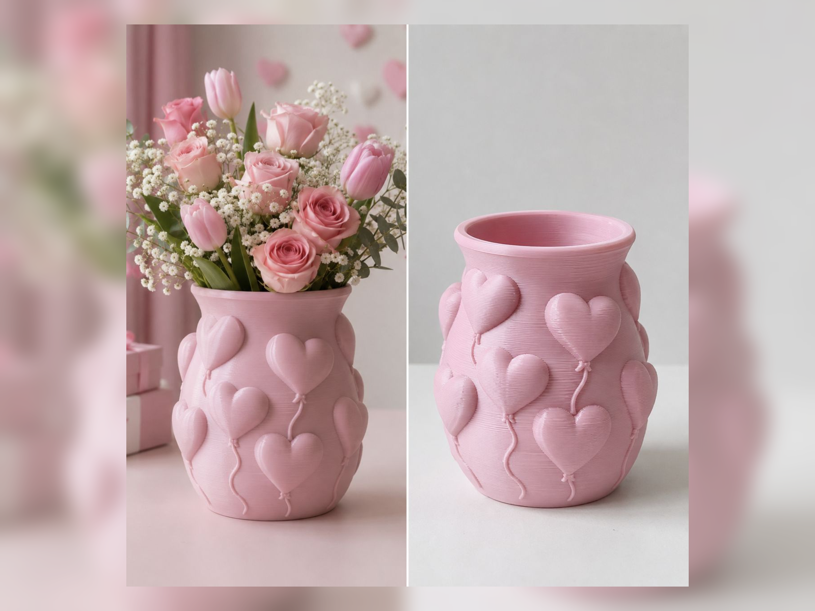 Pink Heart Bubble Vase