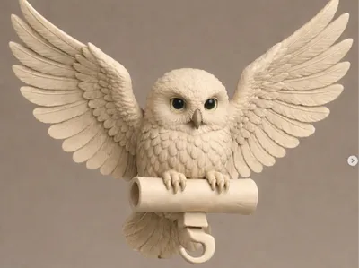 Snow Owl with scroll (Harry Potter inspired)