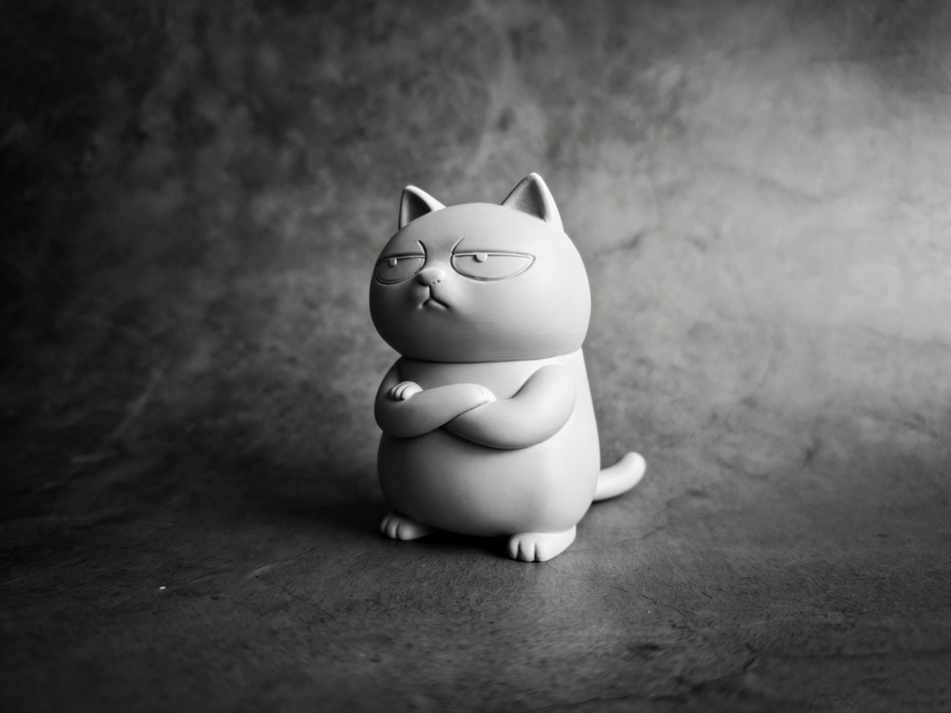 Depressed fat cat - office desk toy decoration