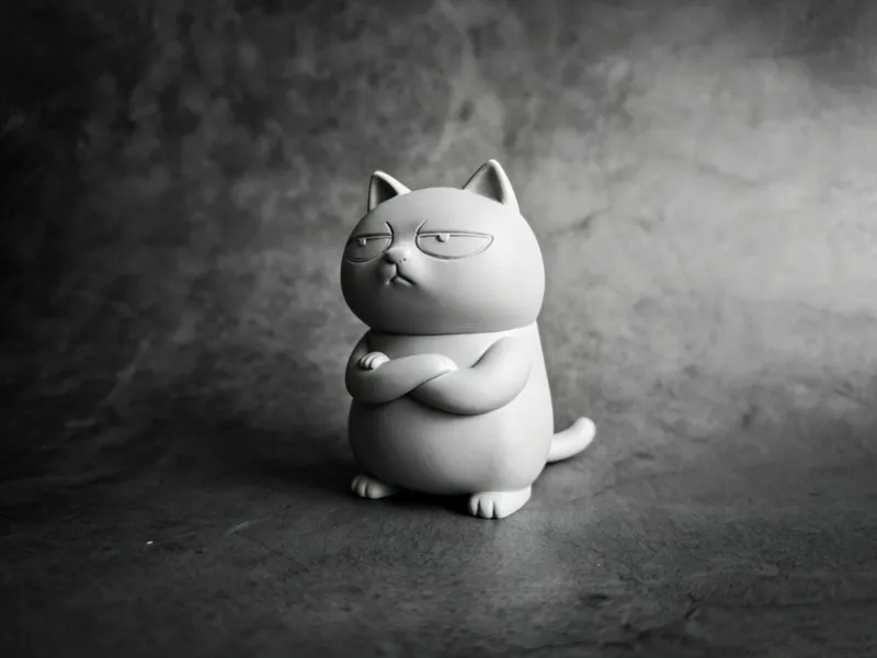 Depressed fat cat - office desk toy decoration