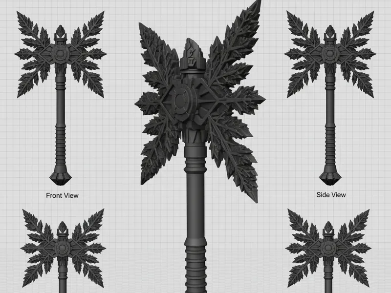 Fractal Axe Two-sided Meshy 
