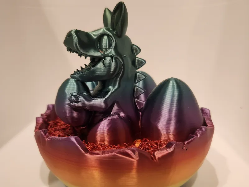 Cute Easter T-Rex Dino Bunny in Egg Nest