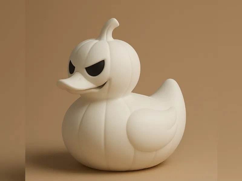 Cheeky Grinning Pumpkin Duck