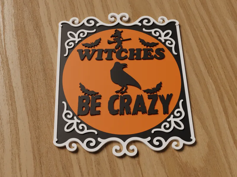 “Witches Be Crazy” Gothic Halloween Wall Art