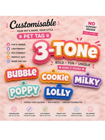 Llavero: 3 Tone Parametric Name Keychain Pet tag Dog — vista de referencia 2