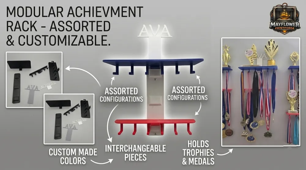 Modular Wall Rack Trophies & Award Medals - Free 3D Print Model ...