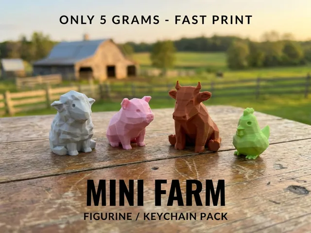 Cute Mini Farm Figurine & Keychain Pack