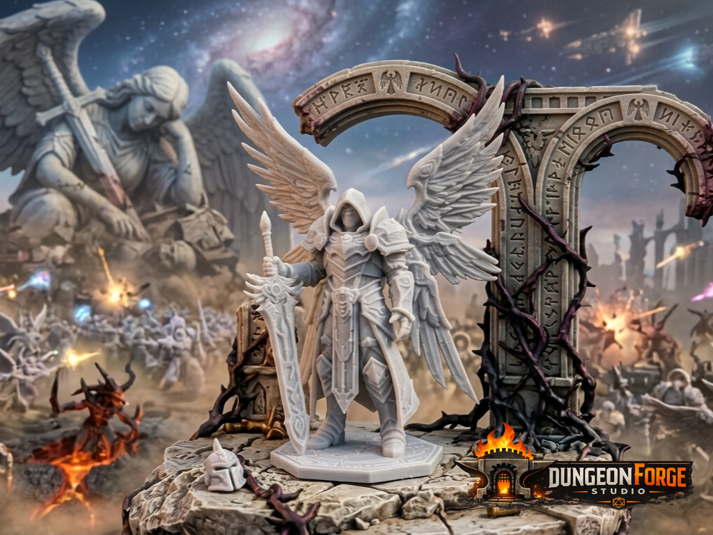 Fallen Angel Miniature - Winged Celestial Knight 