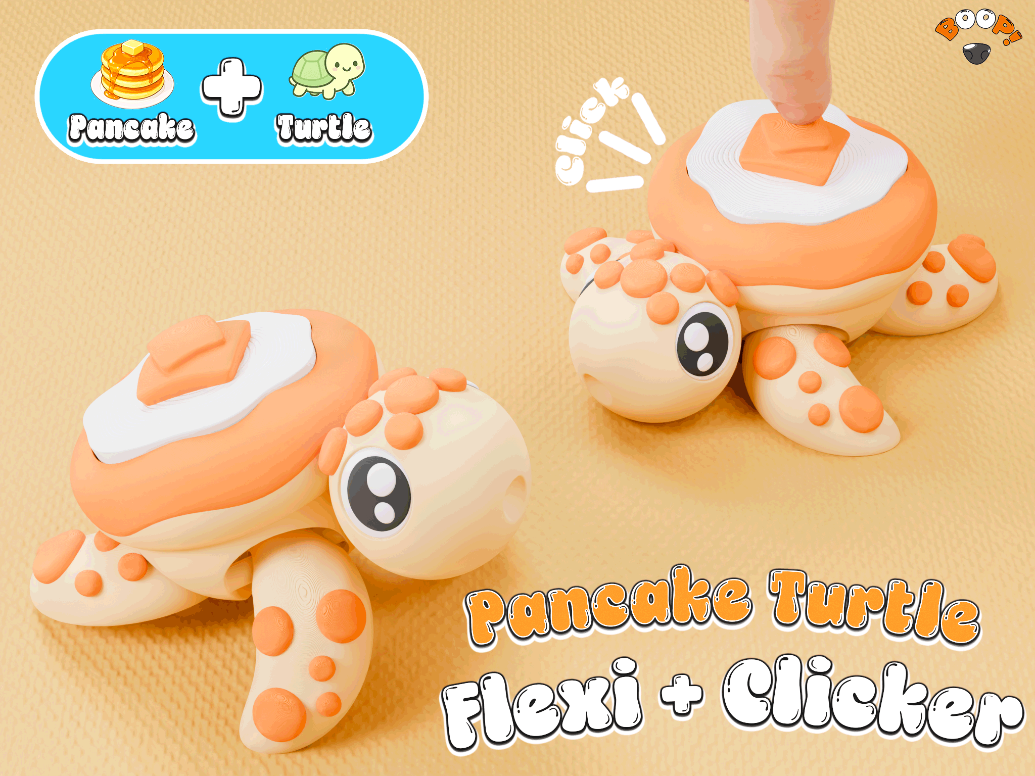 Pancake Turtle Flexi + Clicker Fidget Toy