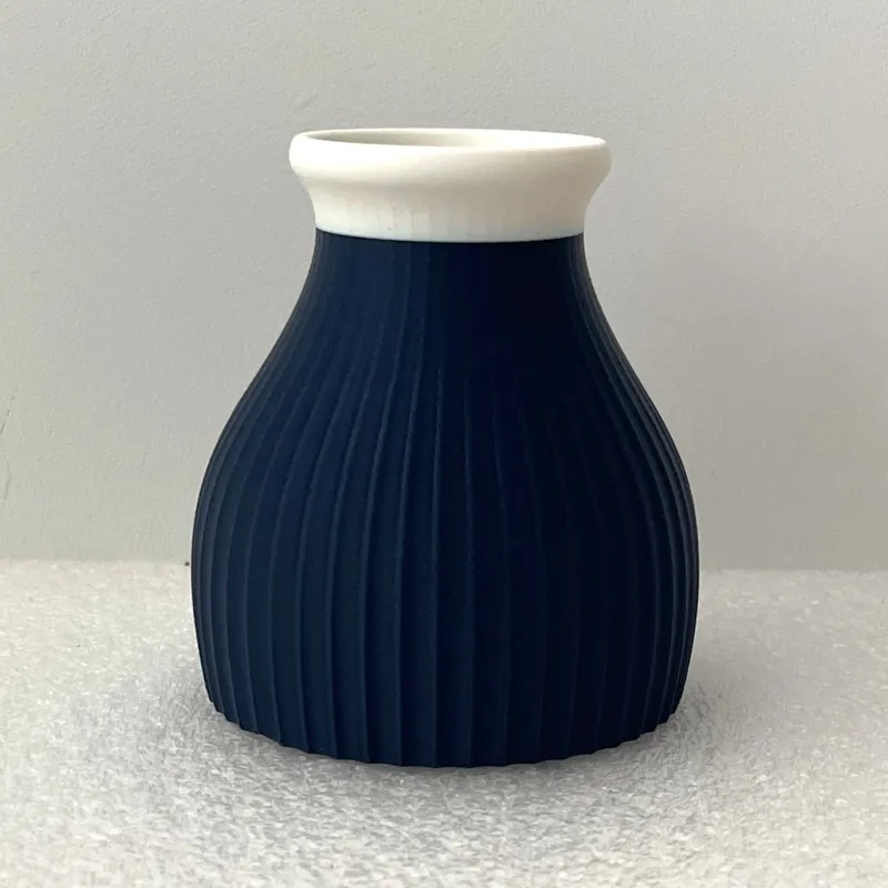 Roll Top ribbed vase