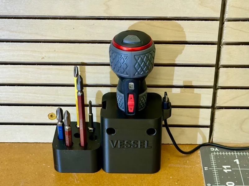 Vessel Screwdriver Stand w/removable bit holder