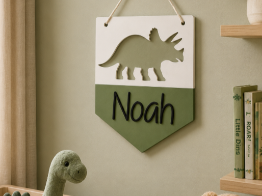 Dinosaur Nursery Custom Name Plaque