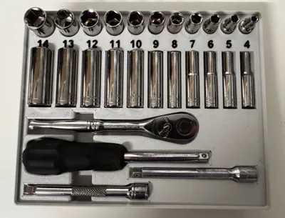 Halfords Advanced 1/4" ratchet set gridfinity bin